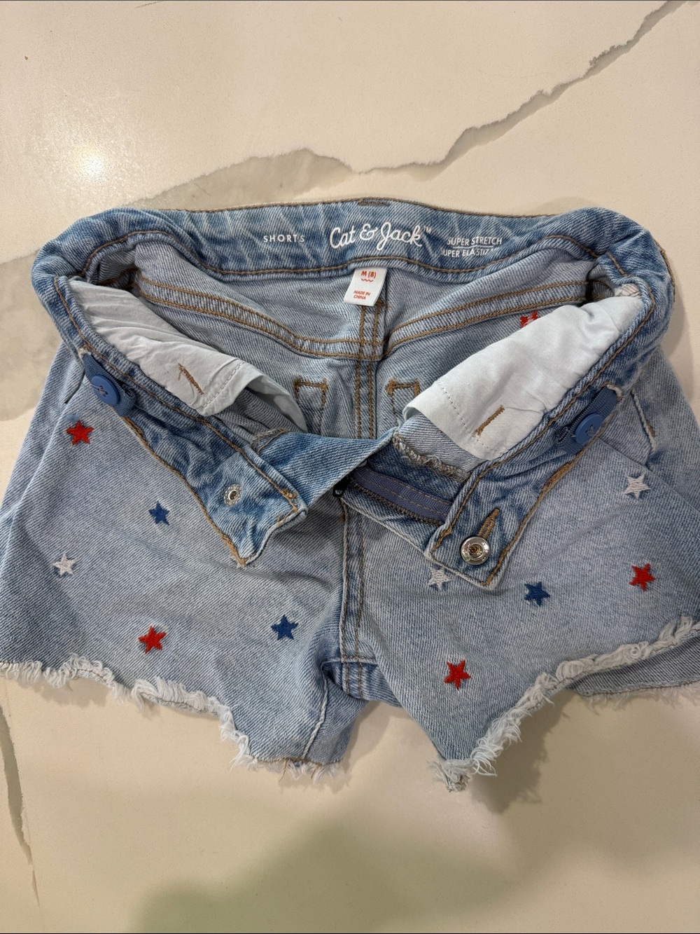 Cat & Jack Light Blue Denim Star Embroidered Shorts